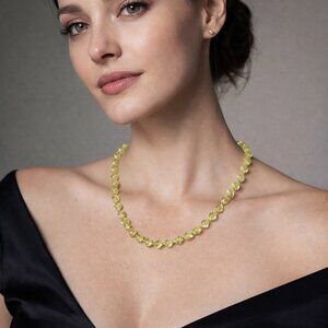 Uranium Vaseline Glass Beaded Necklace 20” – UV Reactive Glow